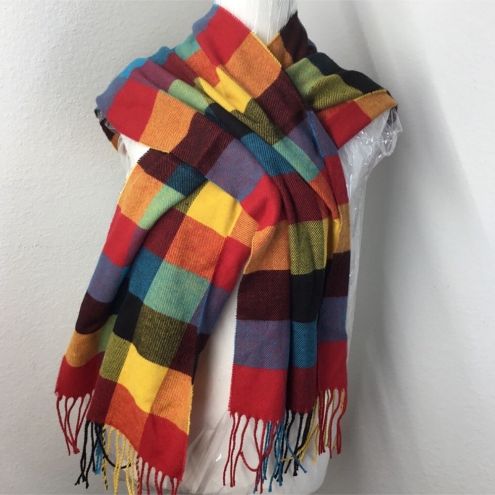 Vibrant Colorful Checkered Scarf Fall Winter